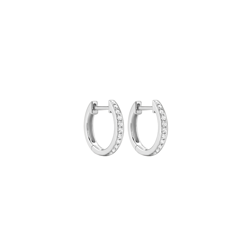 Kiki McDonough mini diamond hoops 18ct white gold, imported from the UK