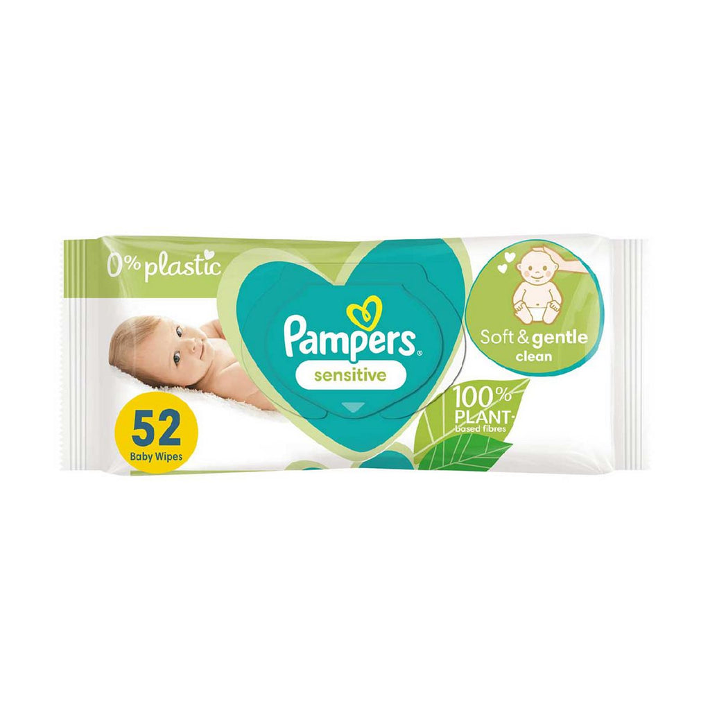 Pampers Sensitive Baby Wipes Plastic Free 1 Pack = 52 Baby Wet Wipes