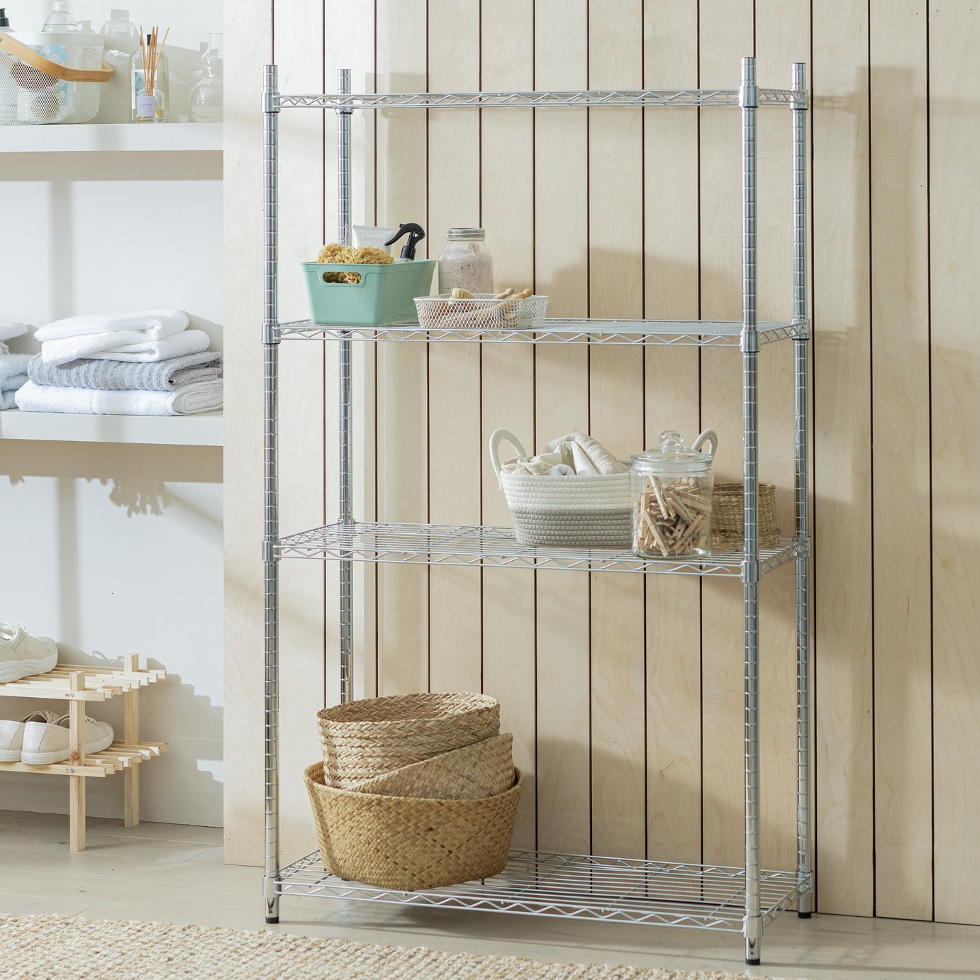 Argos Home metal shelving unit chrome 152cm - British product