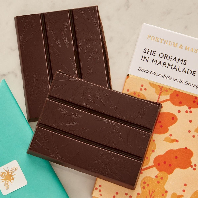 Dark chocolate bar with orange pieces, vegan, 75g - British product