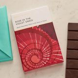 Dark chocolate Library bar with rose and violet filling 120g, UK version