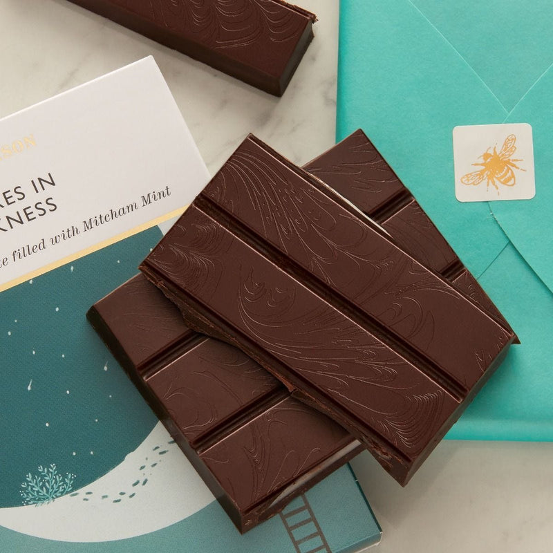 Dark chocolate bar filled with Mitcham mint, 120g, imported from the UK