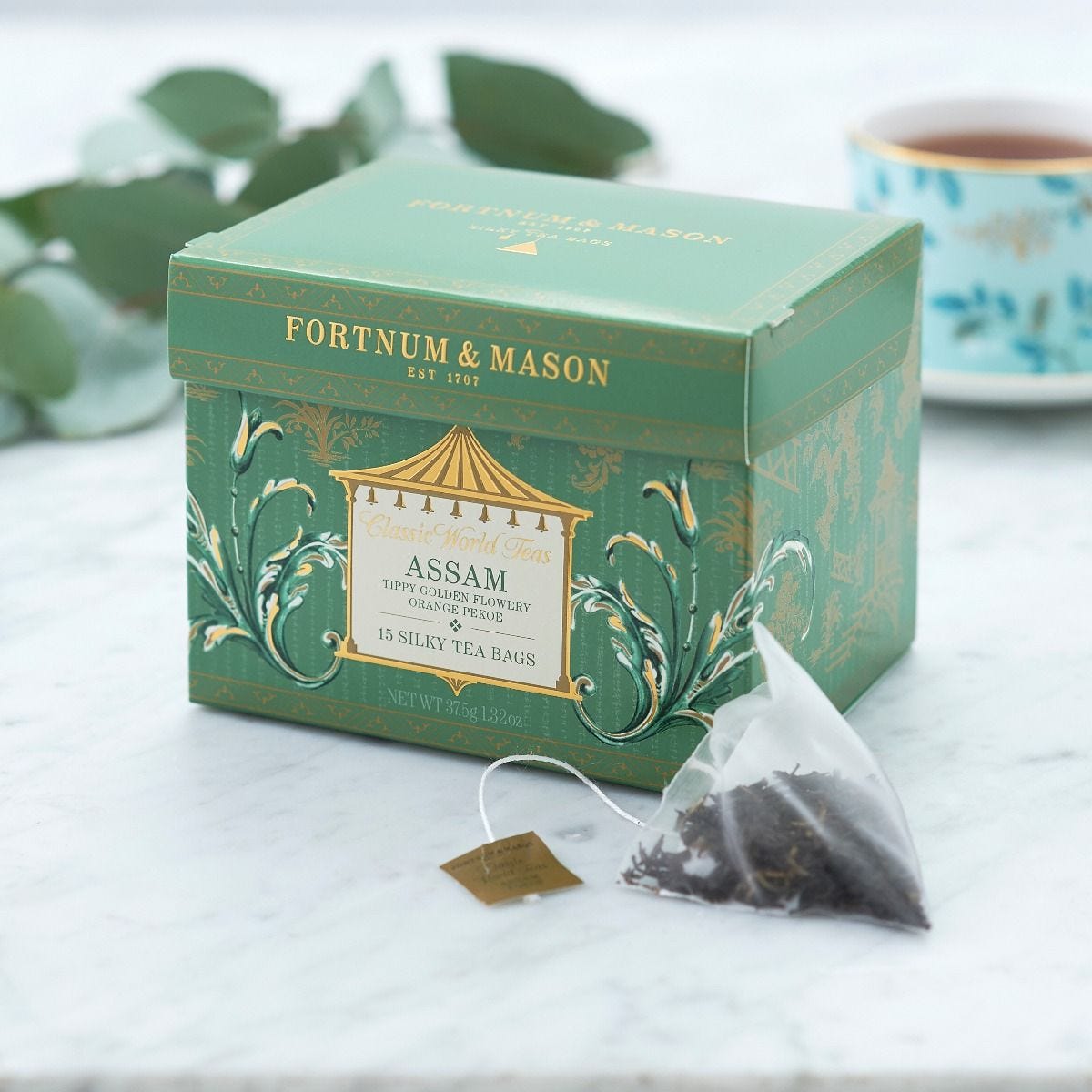 Assam TGFOP whole leaf tea 15 pyramid bags 37.5g - British product