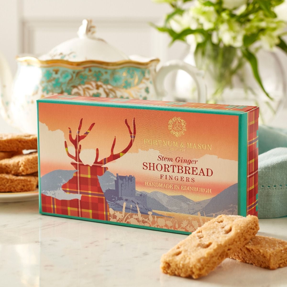 Fortnum's stem ginger shortbread fingers 160g, imported from the UK