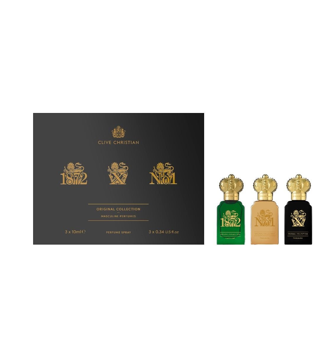 Clive Christian masculine travel fragrance set 3 x 10ml, UK version