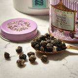 Jasmine Pearls loose leaf tea in 60g tin, UK version