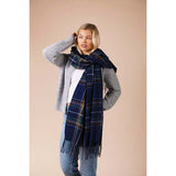 SVNX tartan print scarf in navy, UK version