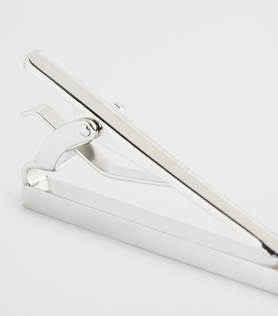 Tateossian sterling silver tie clip with check motif, imported from the UK
