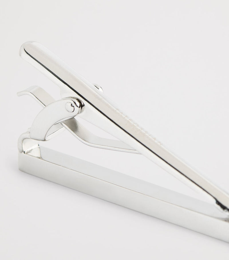 Tateossian sterling silver tie clip with check motif, imported from the UK