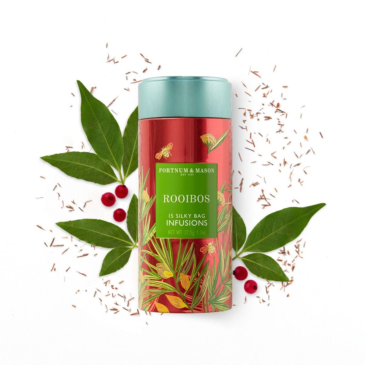 Rooibos infusion tea tin 37.5g with 15 tea bags - British product
