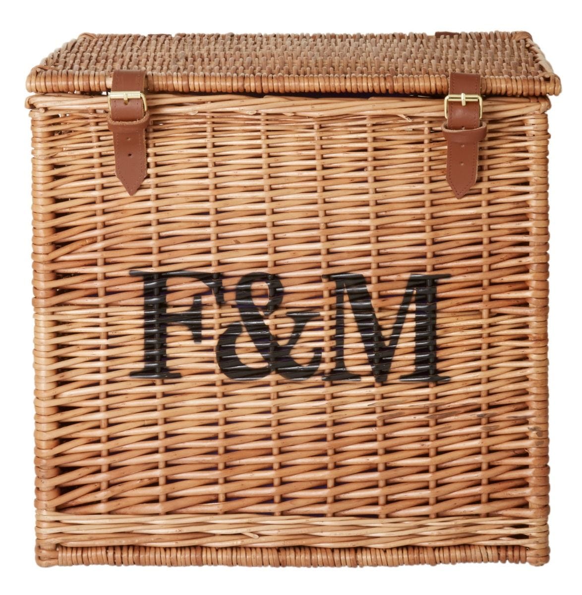 6-bottle wicker basket for wine storage, imported from the UK