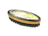 Abbeyhorn oval beard brush in pearwood, 8cm wide, imported from the UK