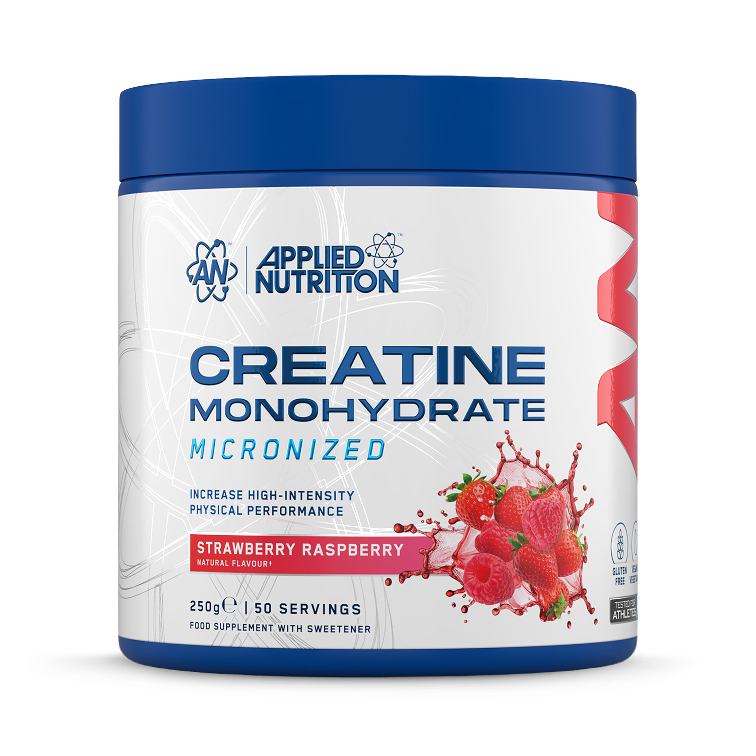 Applied Nutrition creatine monohydrate powder strawberry raspberry 250g tub - British product