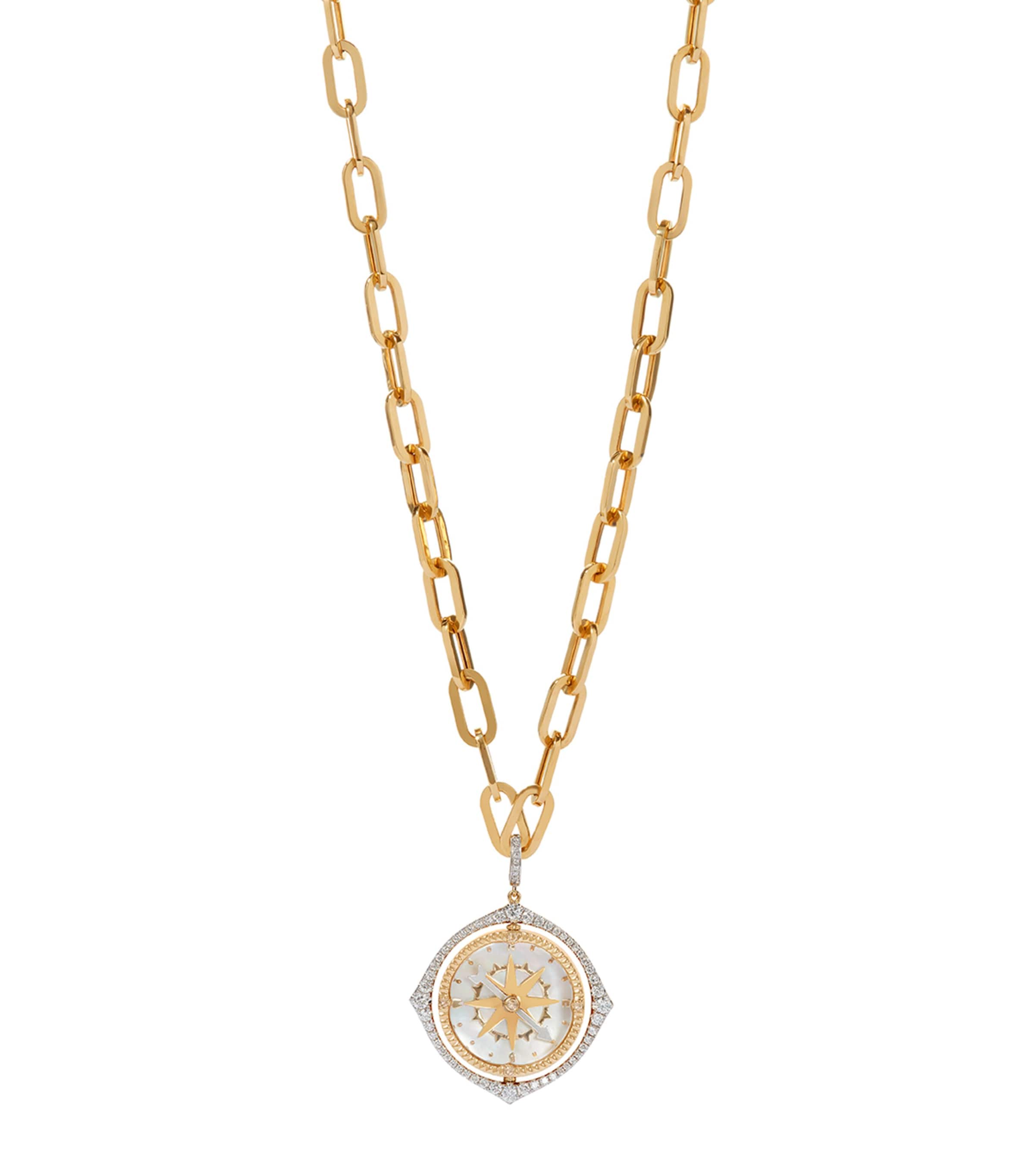 Annoushka yellow gold and diamond compass pendant, imported from the UK