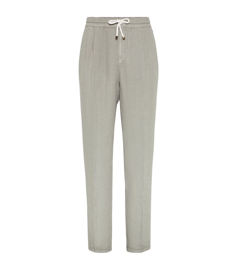 Cashmere and Cotton Blend Sweatpants with Turned-Up Cuffs and Pockets