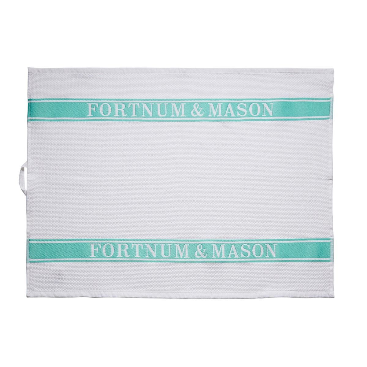 Fortnum's waffle tea towel in Eau de Nil, 50x75cm - British product