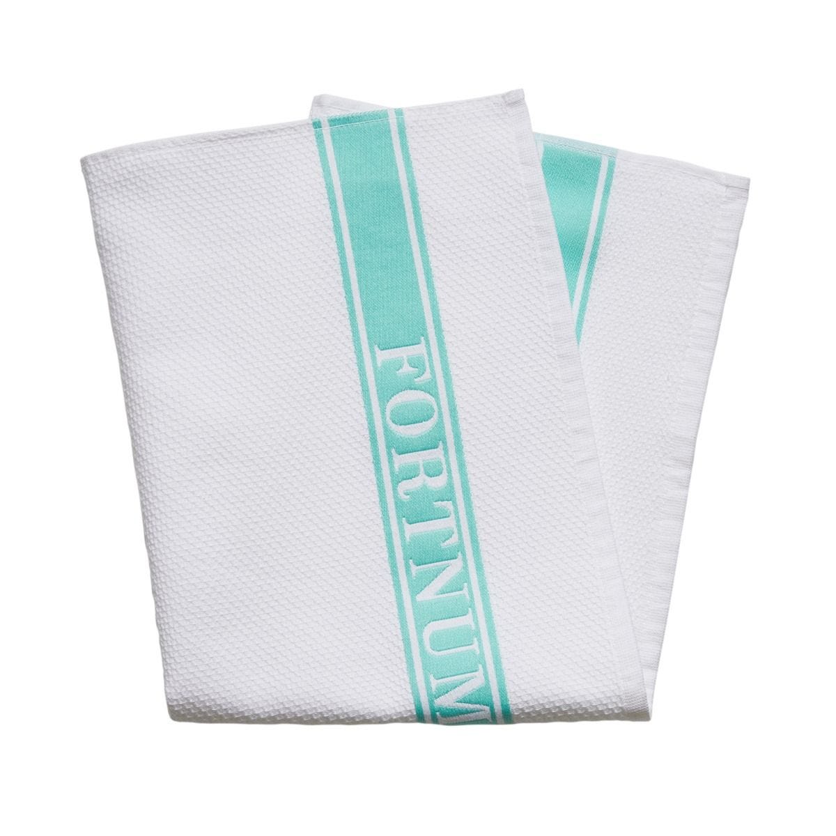 Fortnum's waffle tea towel in Eau de Nil, 50x75cm - British product