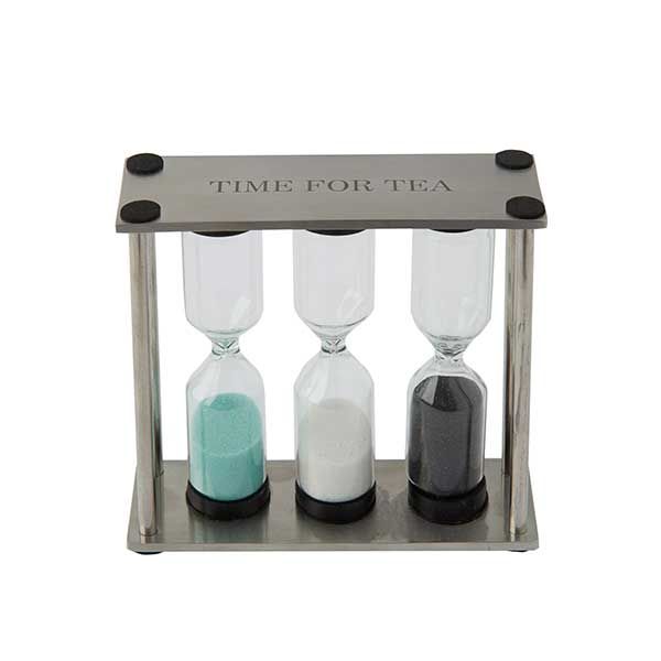 Fortnum's tea timer trio in stainless steel and glass - British product