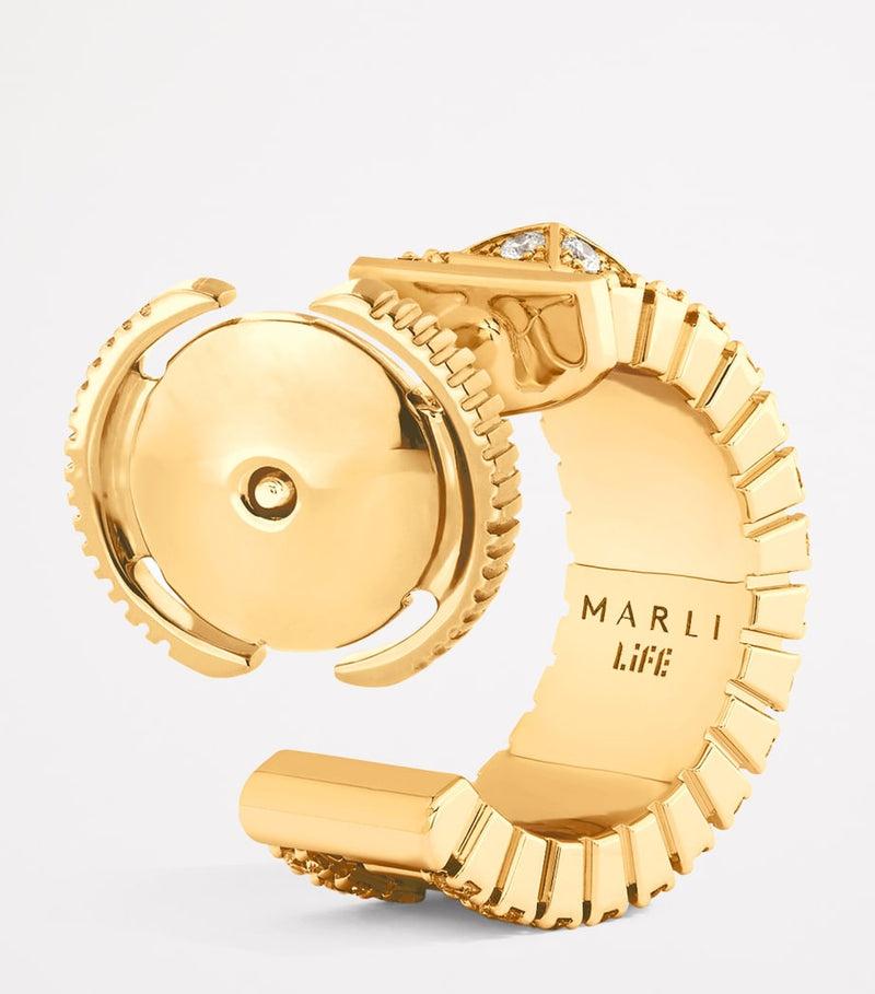 MARLI New York mini yellow gold diamond hoop earrings (British brand)