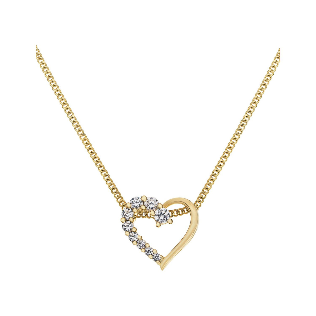 Revere gold plated heart pendant with cubic zirconias, imported from the UK