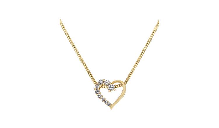 Revere gold plated heart pendant with cubic zirconias, imported from the UK
