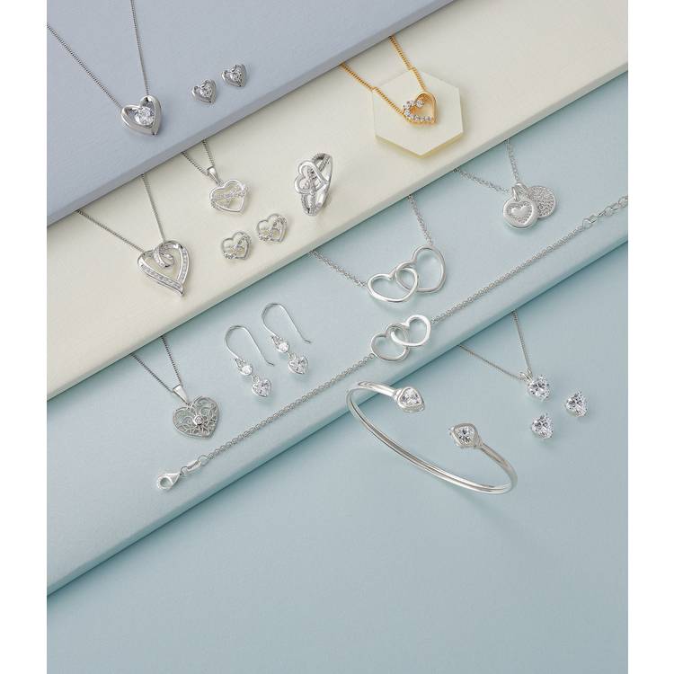 Revere gold plated heart pendant with cubic zirconias, imported from the UK