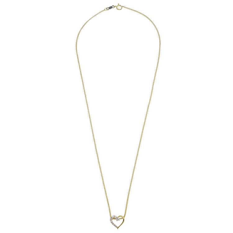 Revere gold plated heart pendant with cubic zirconias, imported from the UK