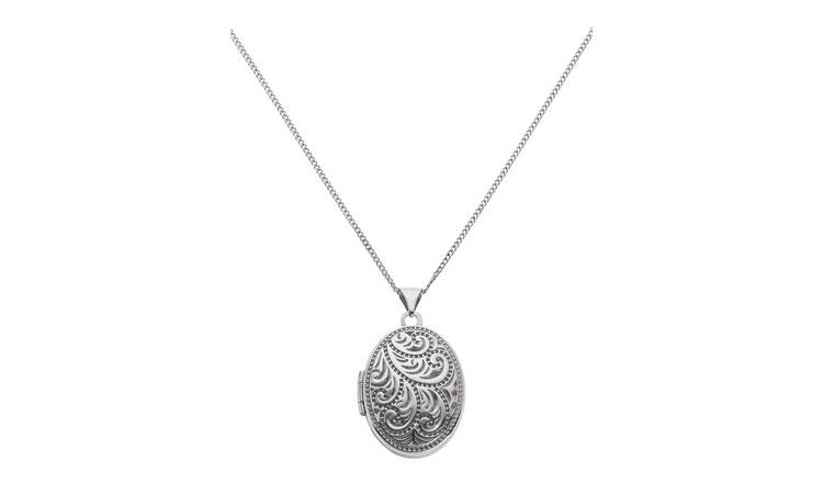Moon & Back silver oval locket with chain, imported from the UK