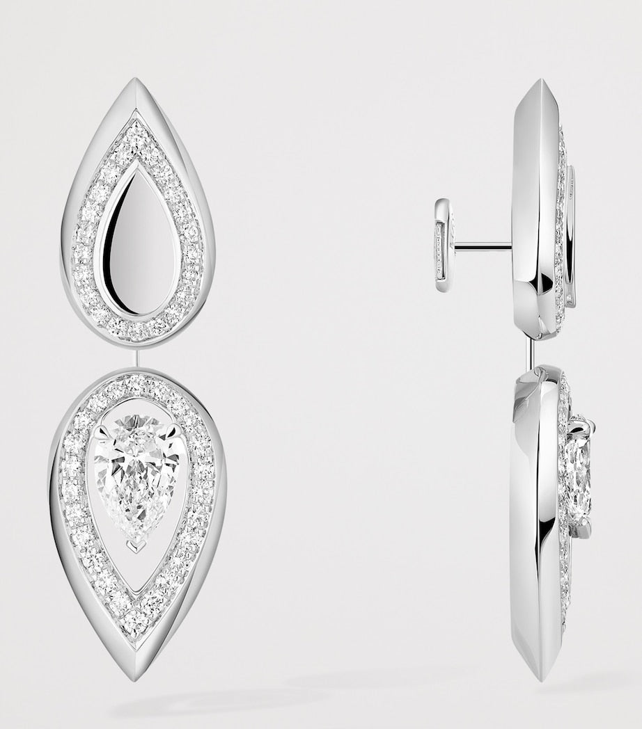 Boucles d'oreilles pendentif diamant Messika Fiery 0.73ct or blanc 18 carats, importées du Royaume-Uni