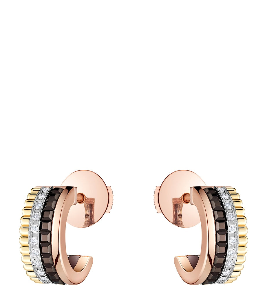 Boucheron Quatre mini hoop earrings mixed gold diamonds UK version