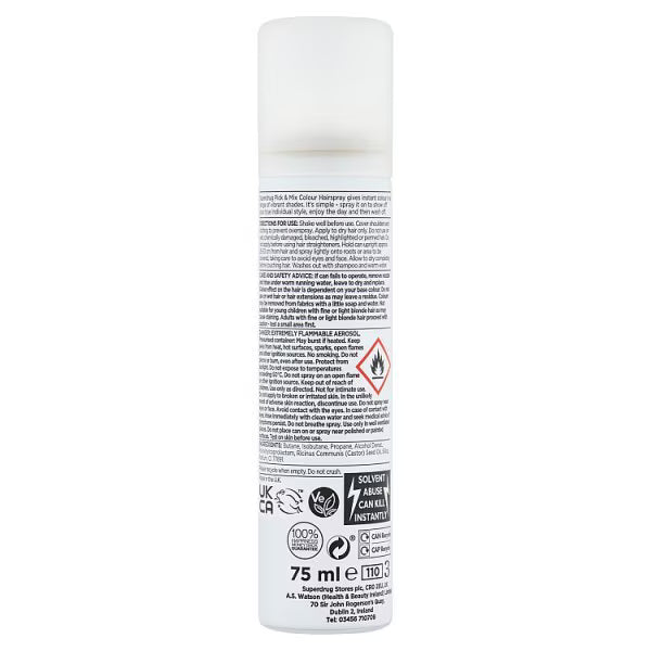Superdrug Pick & Mix Hairspray White 75ml (British brand)