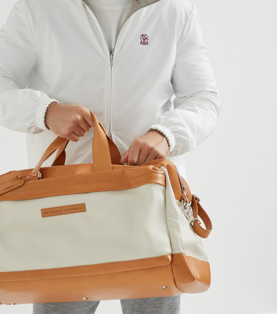 Brunello Cucinelli two-tone grained calfskin holdall - British product