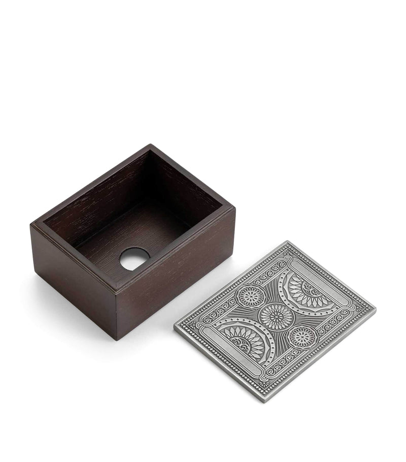 Royal Selangor Ace playing card box rubberwood and pewter, UK version