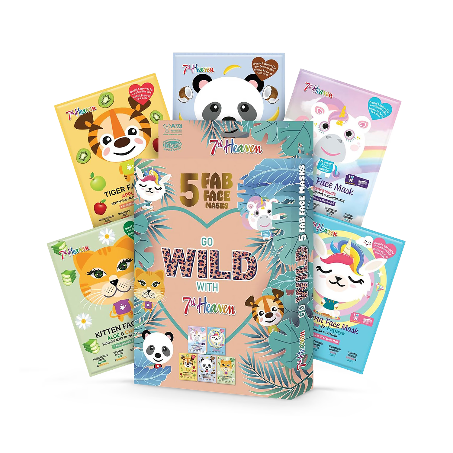 7th Heaven Go Wild 5 pack sheet masks, UK version