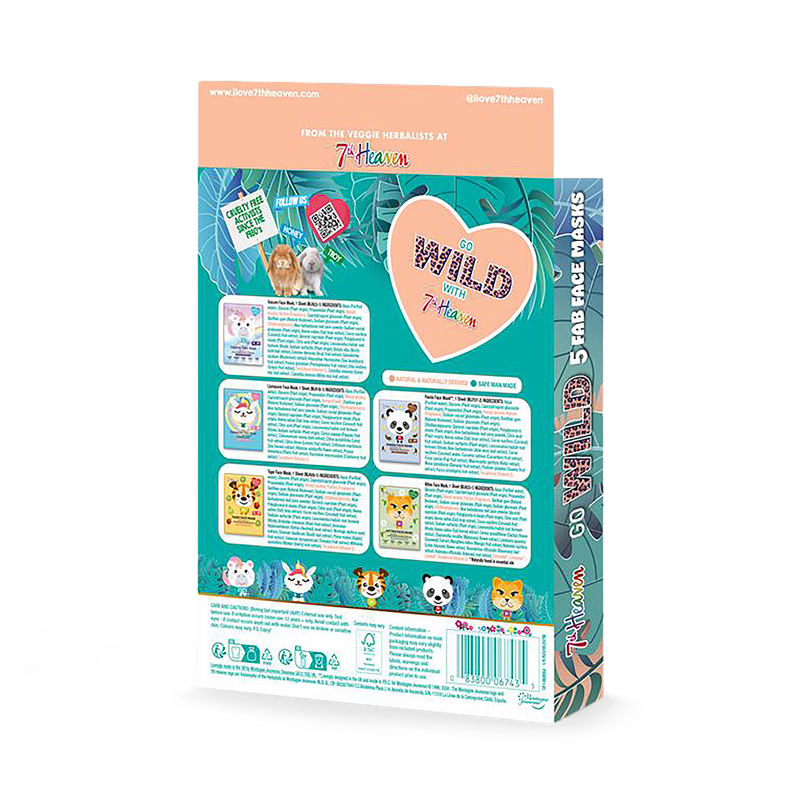 7th Heaven Go Wild 5 pack sheet masks, UK version