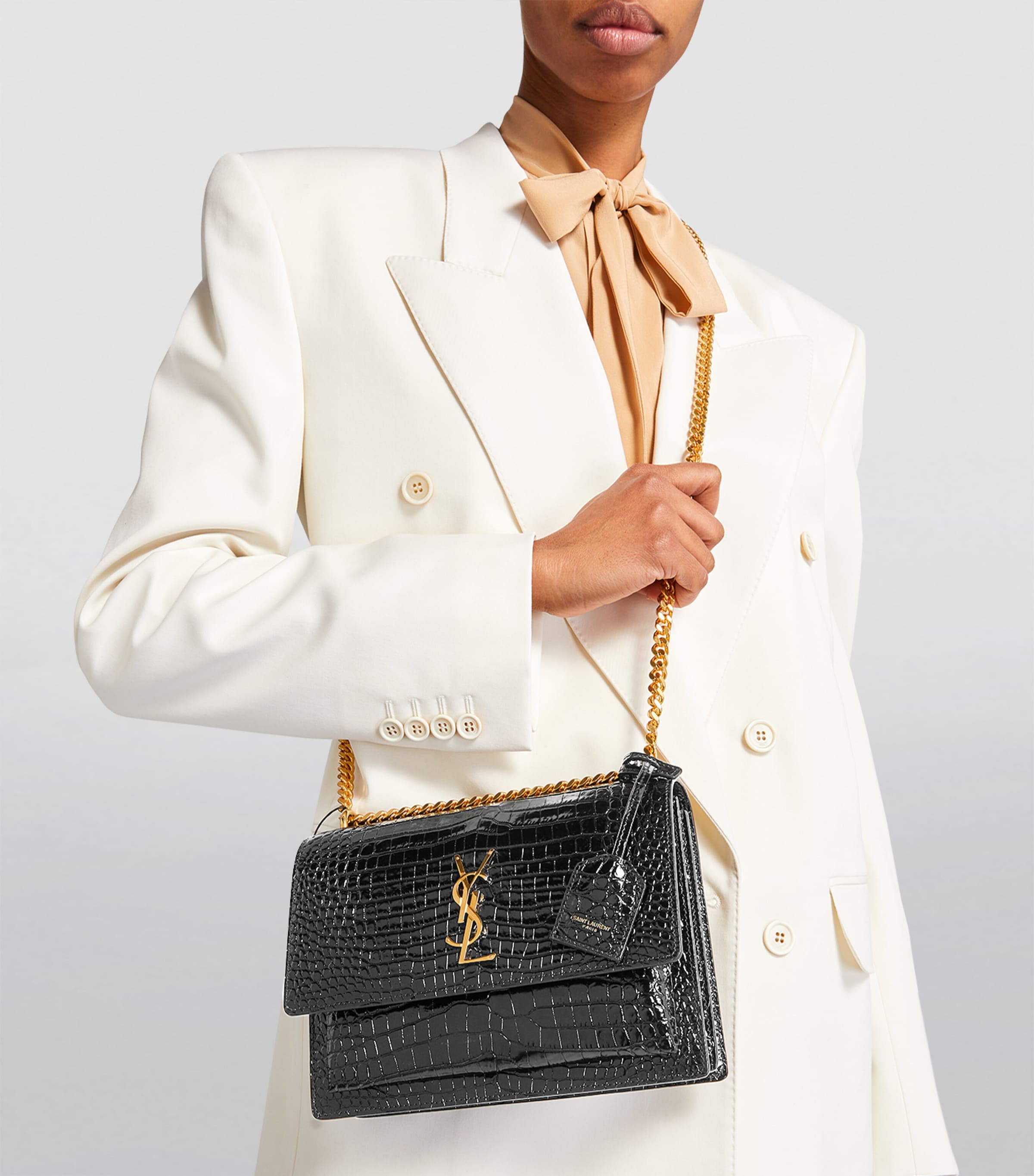 Saint Laurent croc-embossed shoulder bag medium Sunset - British product
