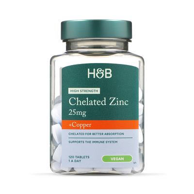 Holland & Barrett Holland & Barrett High Strength Chelated Zinc & Copper 120 Tablets Supplement- Buy online at McGrocer
