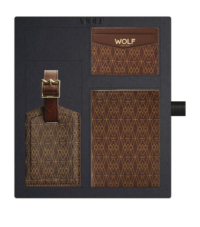 Harrods WOLF Signature Passport Holder, Card Holder and Luggage Tag Gift Set- Buy online at McGrocer