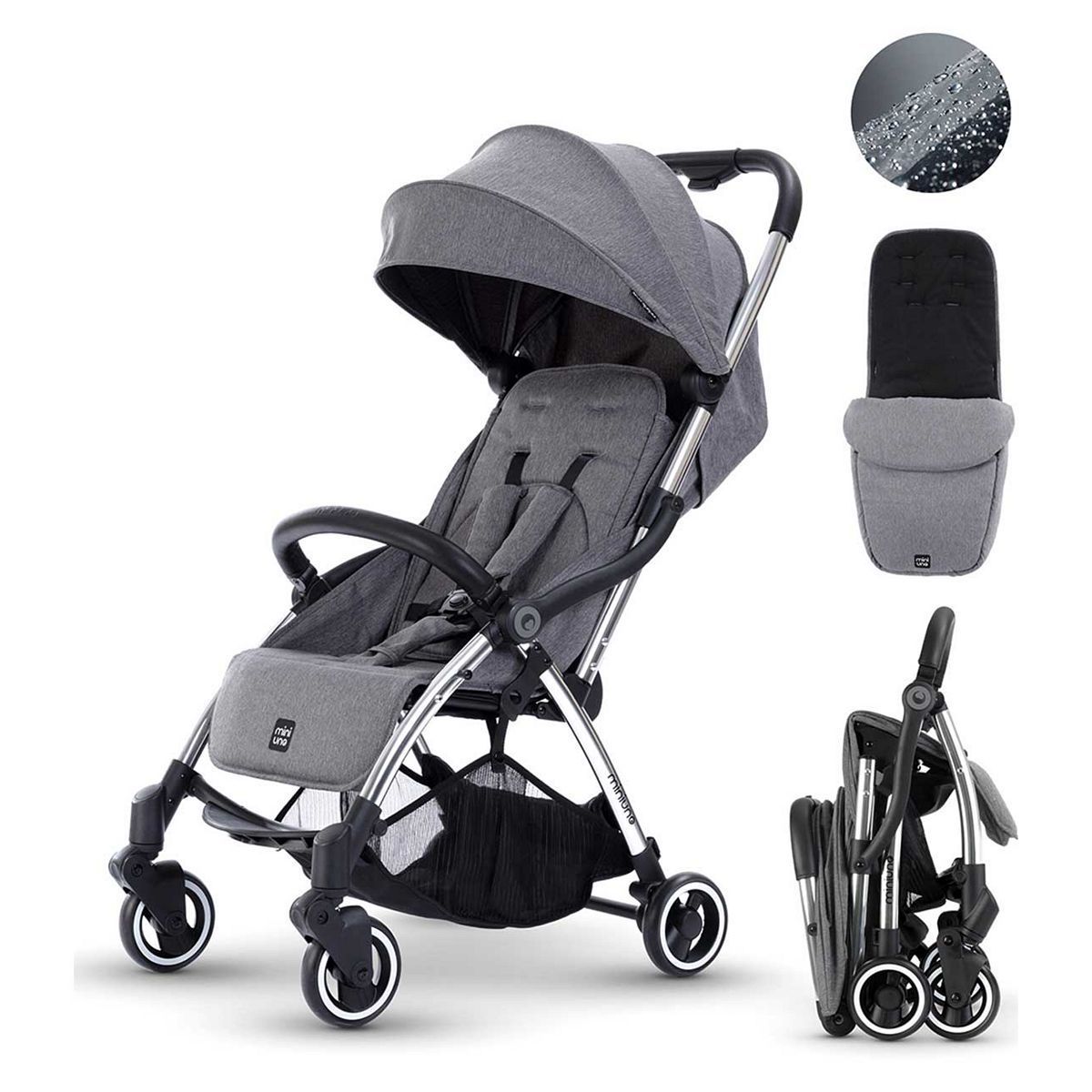 Miniuno Touchfold Stroller - Grey Herringbone GOODS Boots   