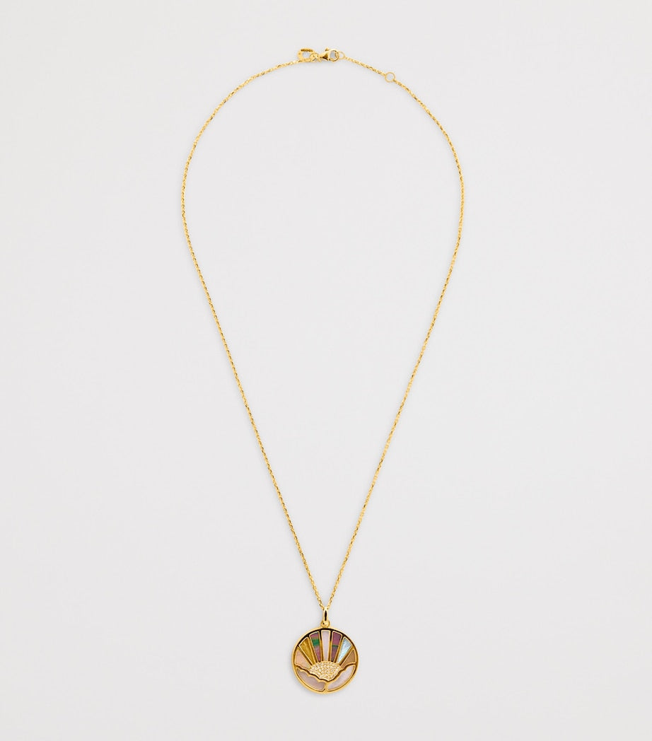 L'Atelier Nawbar yellow gold diamond pearl Sunshine Necklace, UK version