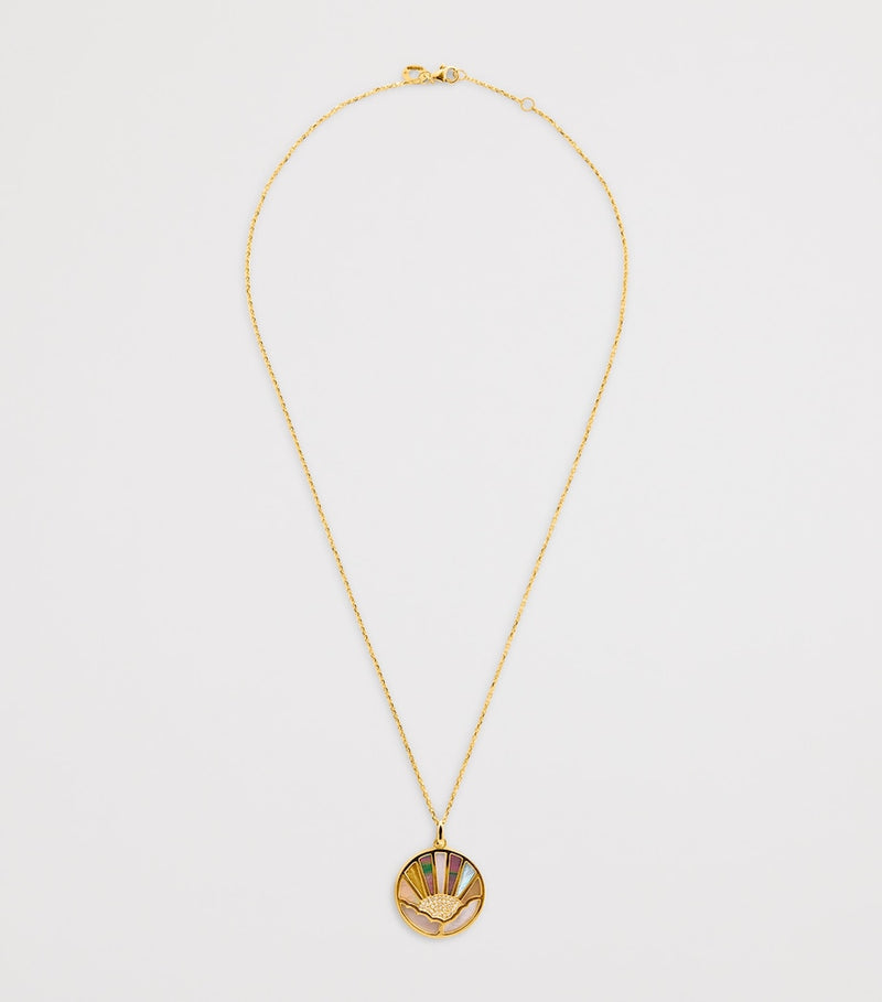 L'Atelier Nawbar yellow gold diamond pearl Sunshine Necklace, UK version
