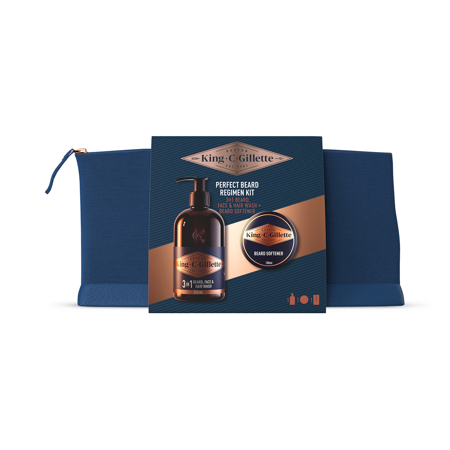 King C. Gillette beard regimen kit with wash and softener - British product