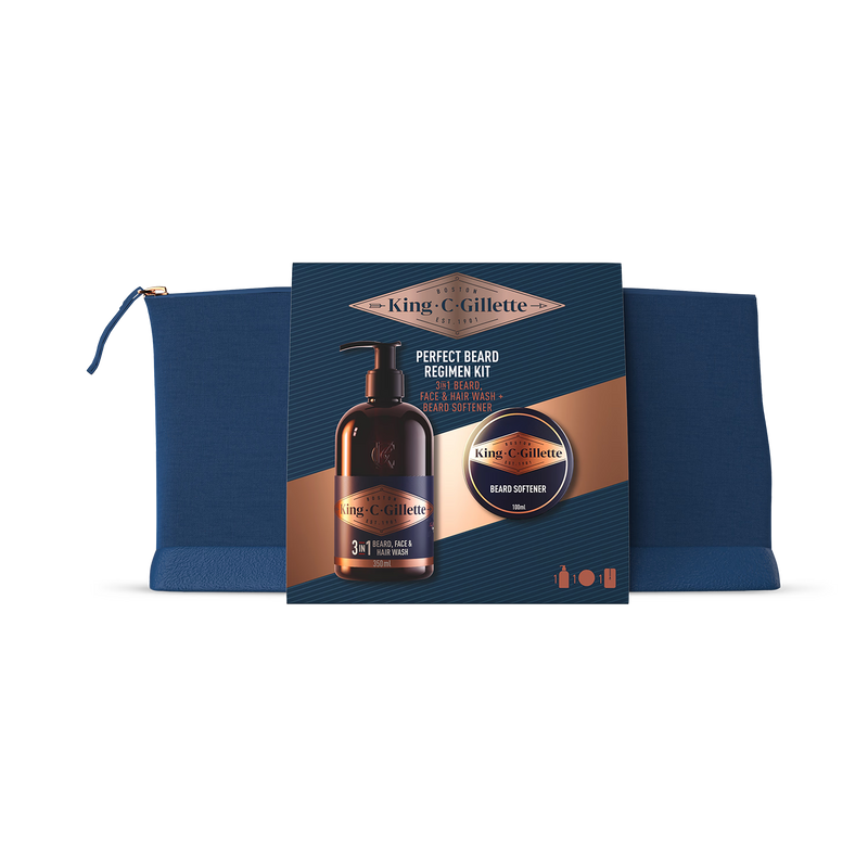 King C. Gillette beard regimen kit with wash and softener - British product