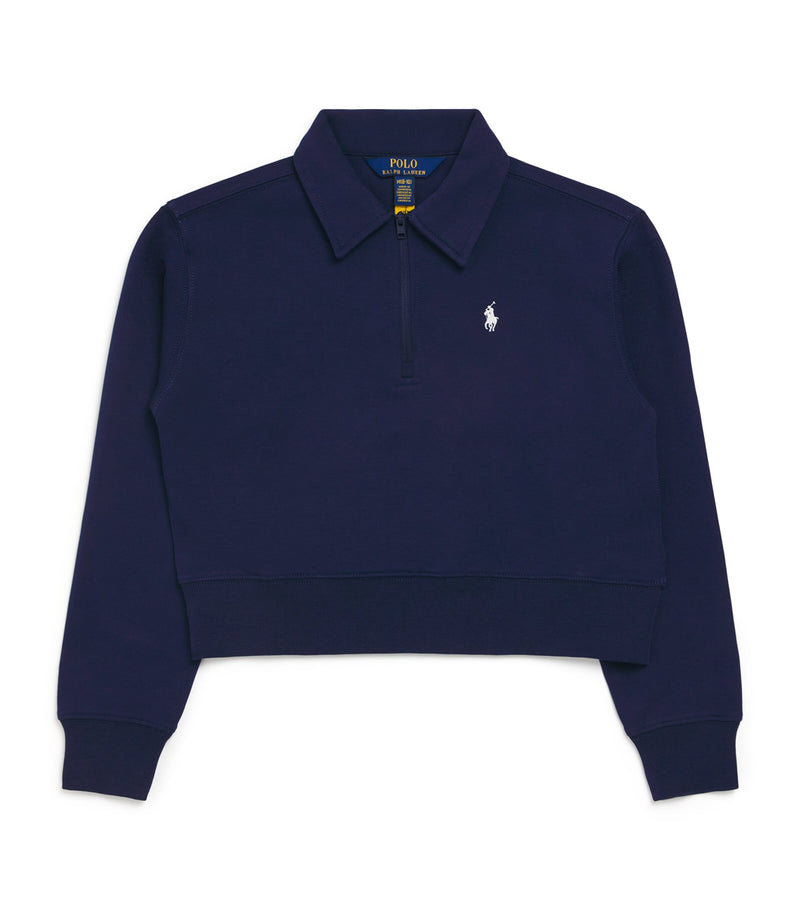 Ralph Lauren Kids Cotton-Blend Quarter-Zip Sweatshirt 6-14 Years, imported from the UK