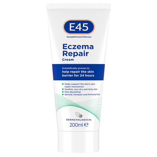 E45 Eczema Repair Emollient Cream for Very Dry Itchy Skin 50g Medicated skincare Sainsburys   
