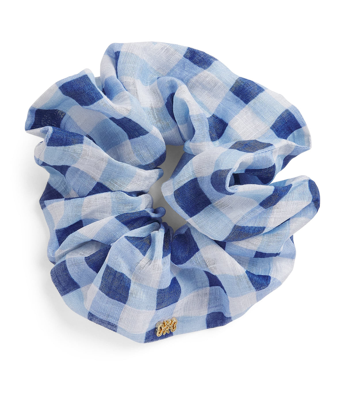 Linen-Blend Gingham Scrunchie