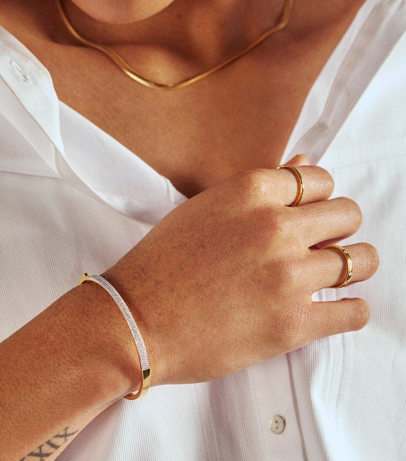 Monica Vinader Essential Pavé gold vermeil diamond bangle, UK version