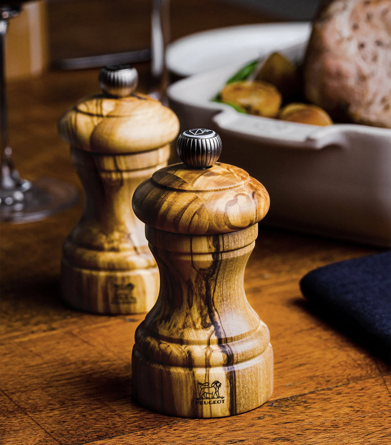 Peugeot olive wood salt pepper mill set 10cm, imported from the UK