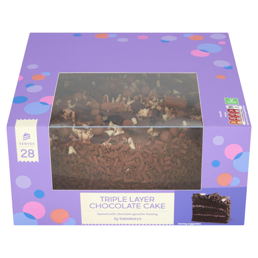 Sainsbury's Triple Layer Chocolate Birthday Celebration Cake 1.86kg (Serves 28) GOODS Sainsburys   