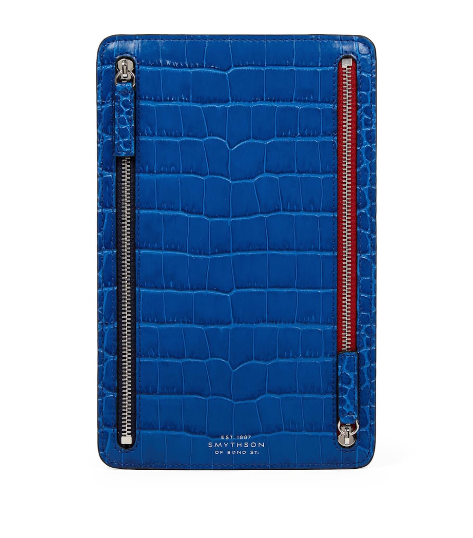 Smythson Panama multi-zip travel wallet calf leather, imported from the UK